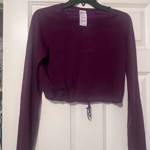 Gymshark Cropped Drawstring Sweatshirt in Plum